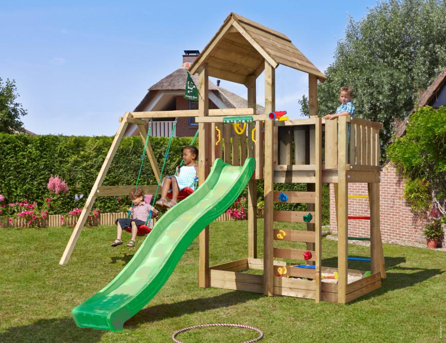 Lektorn Mansion 2.1, inkl. Swing modul, 120 kg sand, grön rutschkana